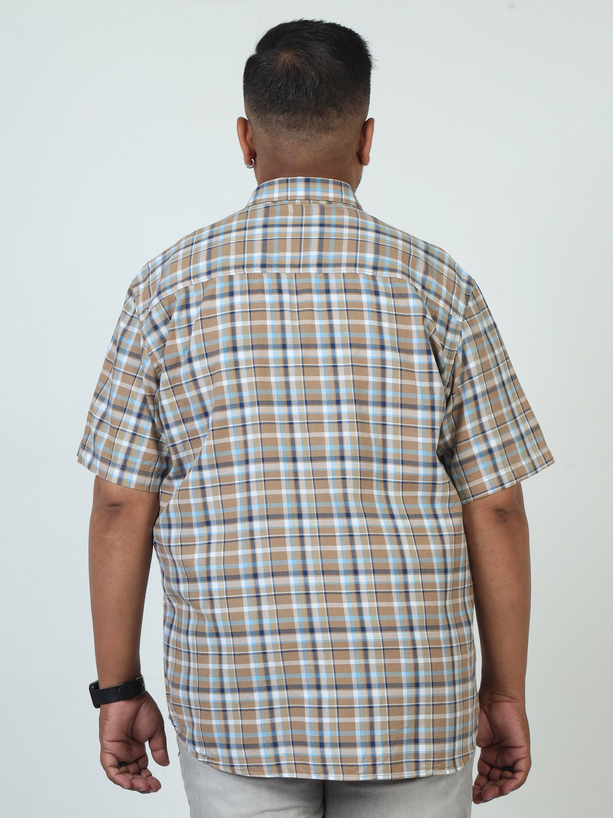 Men Plus Size Checkered Casual Shirt