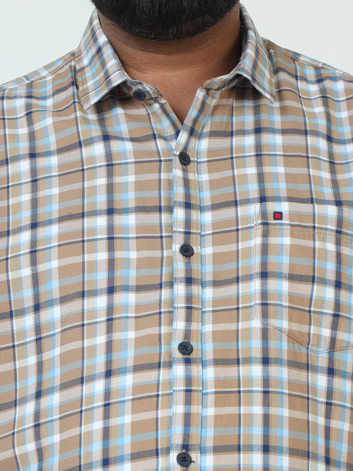 Men Plus Size Checkered Casual Shirt