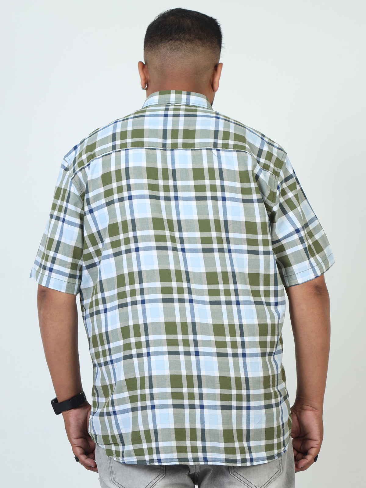 Men Plus Size Checkered Casual Shirt