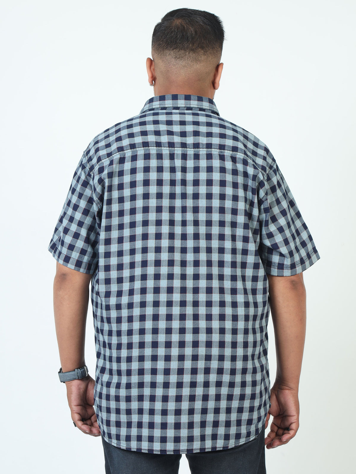 Men Plus Size Checkered Casual Shirt