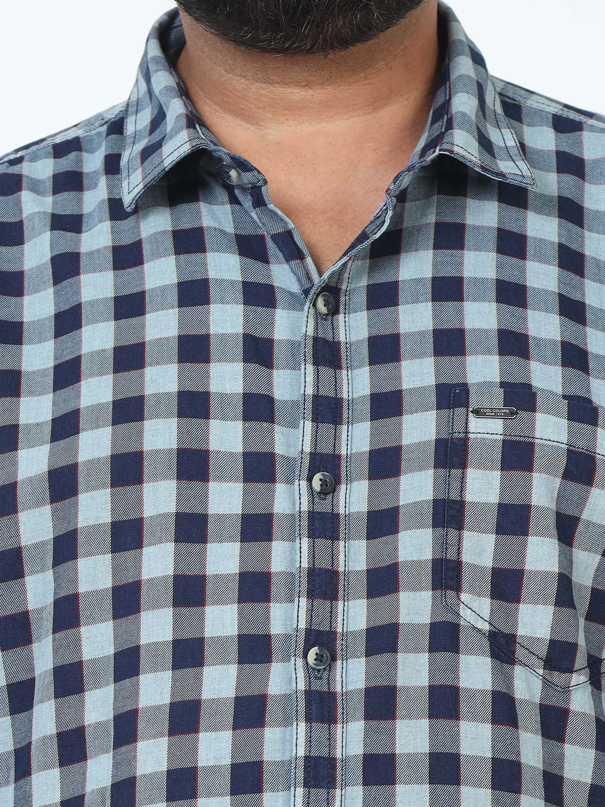 Men Plus Size Checkered Casual Shirt