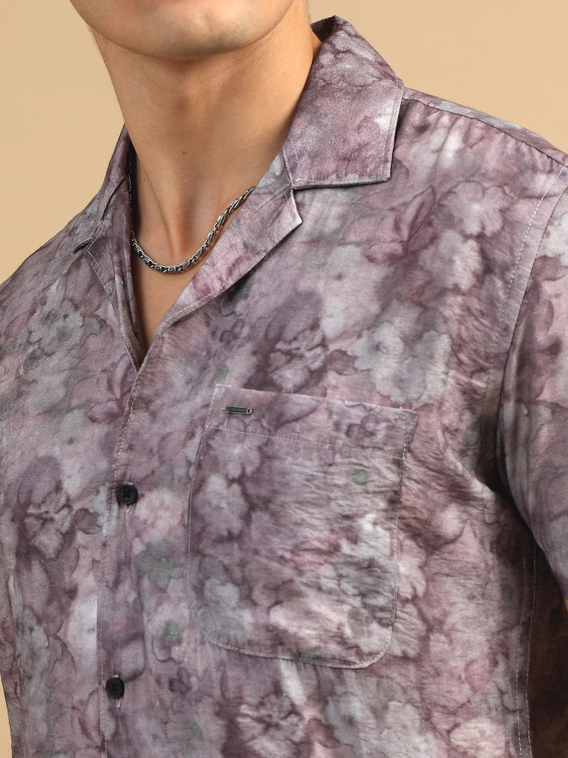 Men Pink  Slim Fit Printed Half Sleeve Casual Shirt