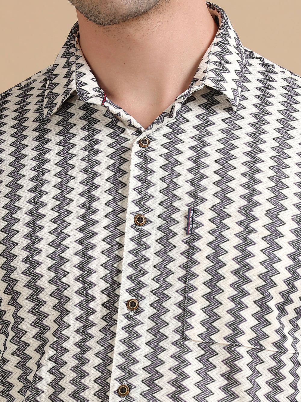 Men Purple Full Sleeve knitted Dobby Casual Shirt
