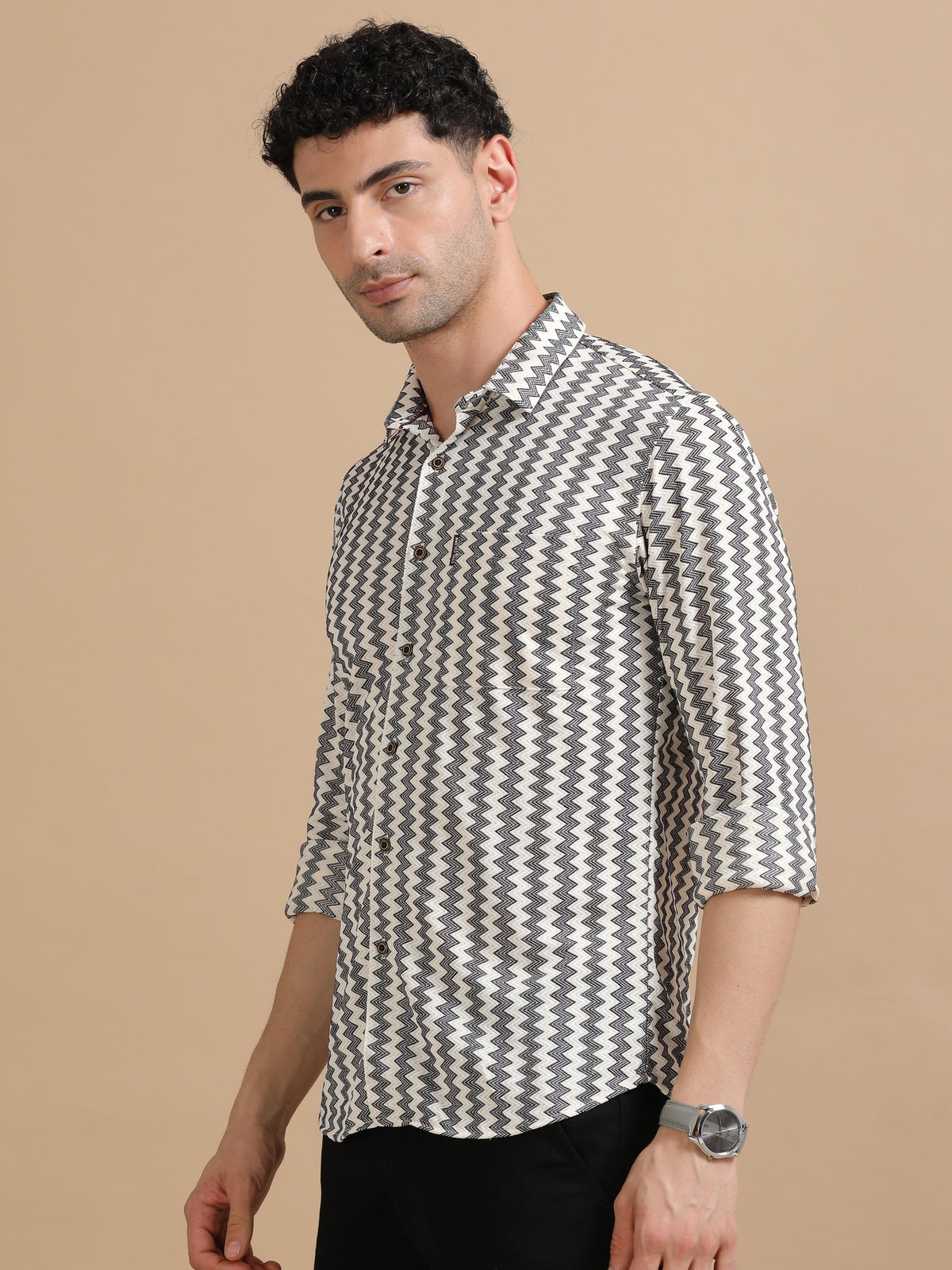 Men Purple Full Sleeve knitted Dobby Casual Shirt