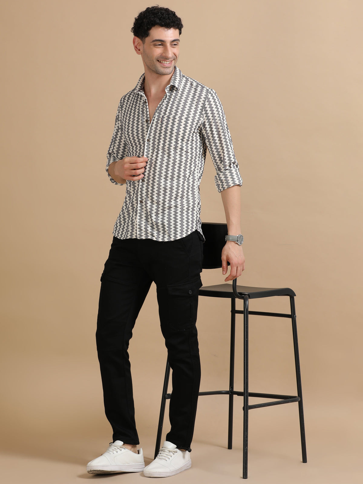 Men Purple Full Sleeve knitted Dobby Casual Shirt