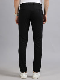 Men Black Printed Ankle Fit Casual Trousers