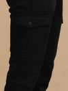 Men Black Narrow Fit Knitted Dobby Casual Jogger Pants