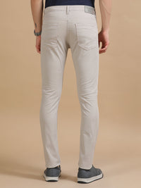 Men Beige Narrow Fit Rfd Solid Casual Trousers
