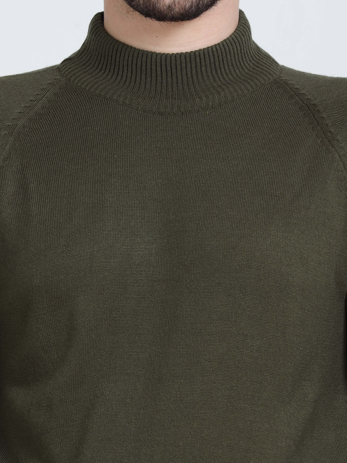 Shop Men's Green High Neck Full Sleeves Sweater Online.