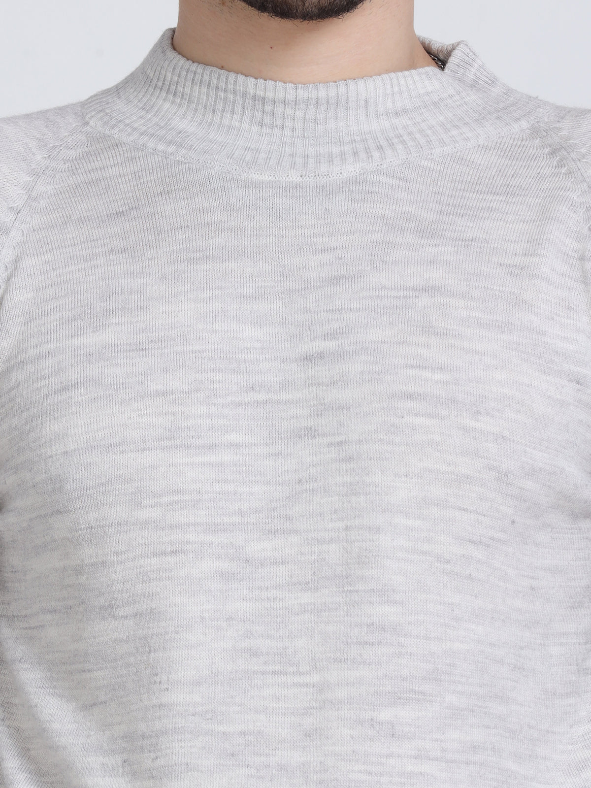 Shop Men's White Grey Melenge High Neck Sweater Online.