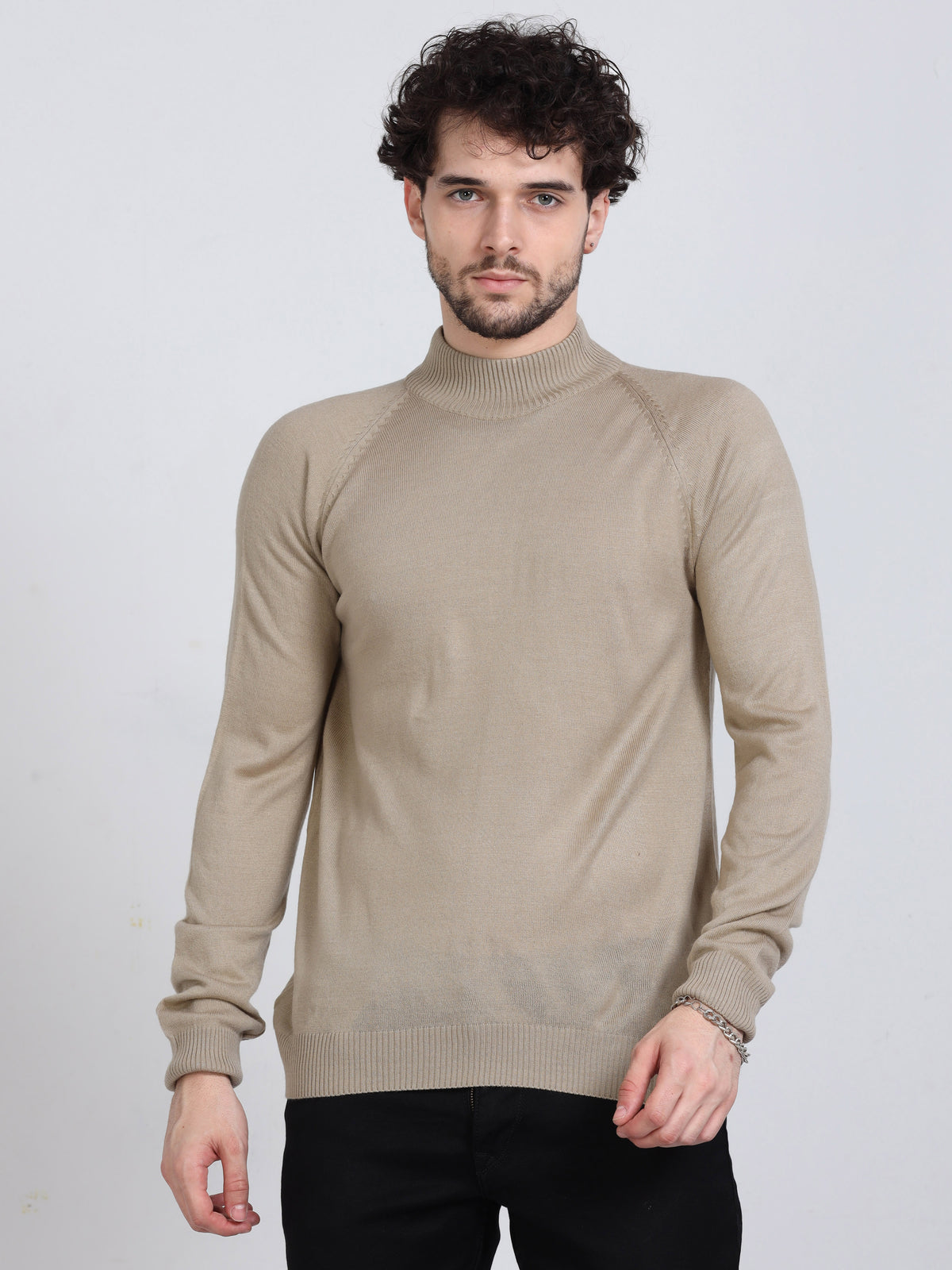 Shop Men's Gold Colors High Neck Sweater Online.