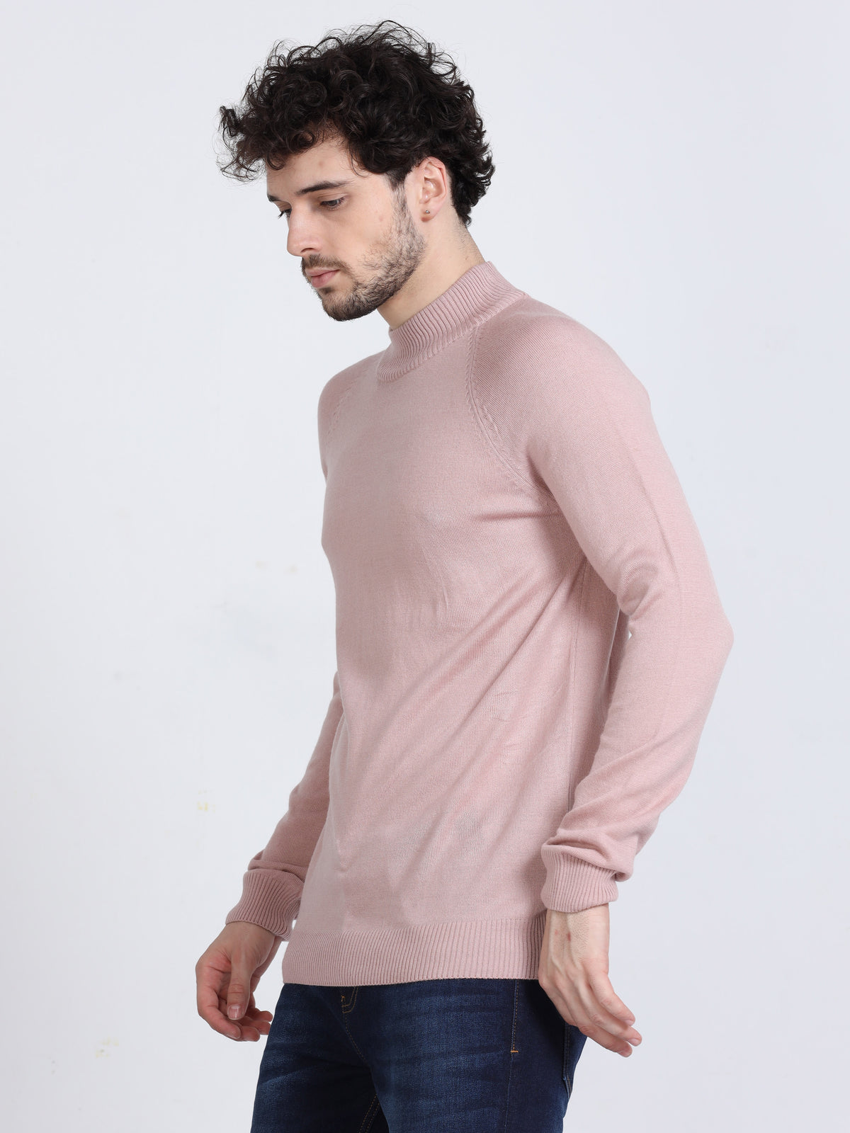 Shop Men's Rose High Neck Full Sleeves Sweater Online.