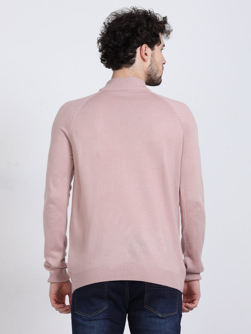 Shop Men's Rose High Neck Full Sleeves Sweater Online.