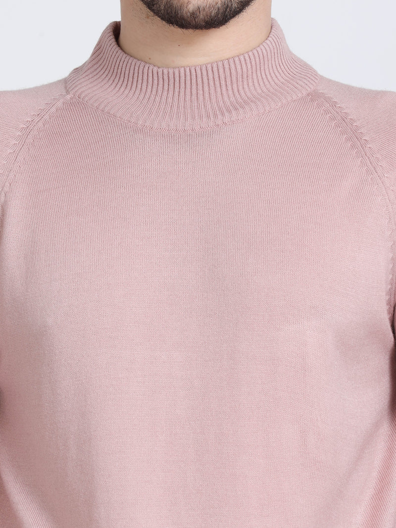 Shop Men's Rose High Neck Full Sleeves Sweater Online.