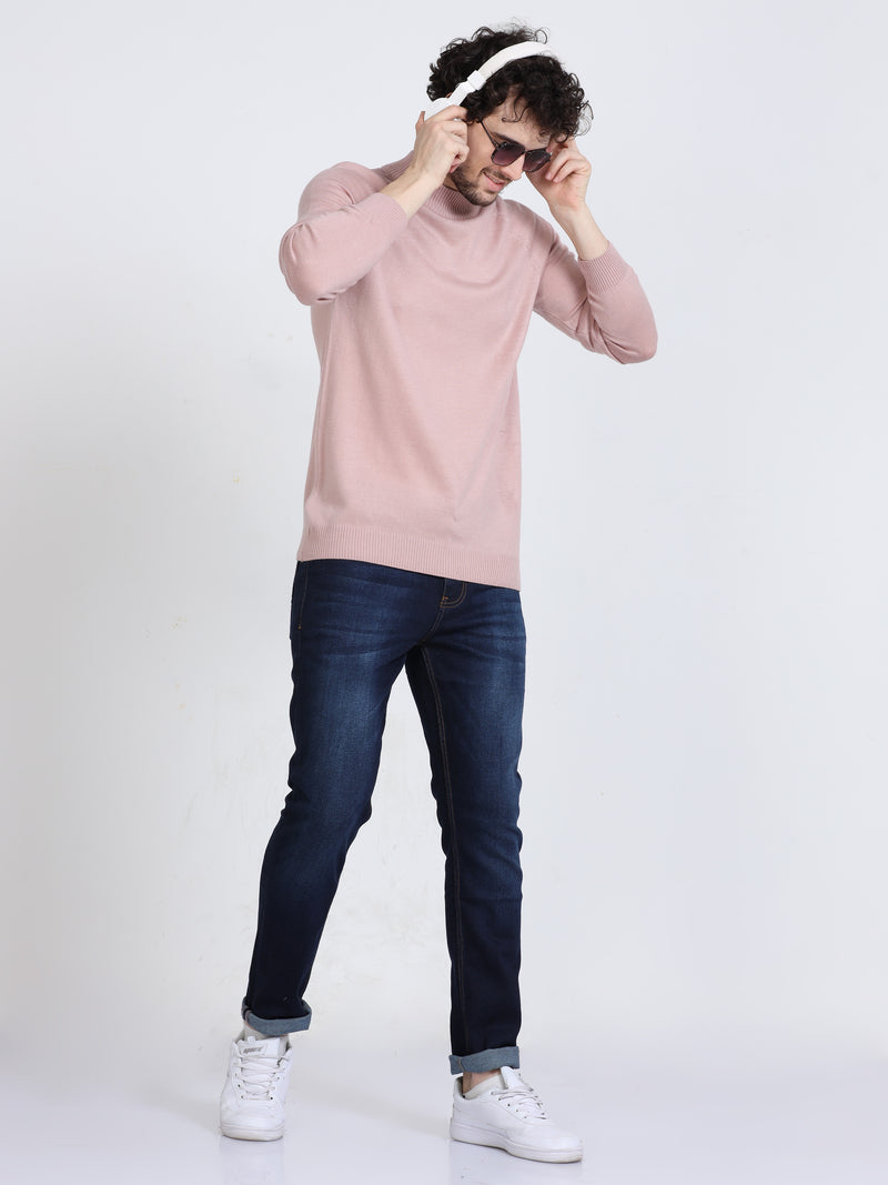 Shop Men's Rose High Neck Full Sleeves Sweater Online.