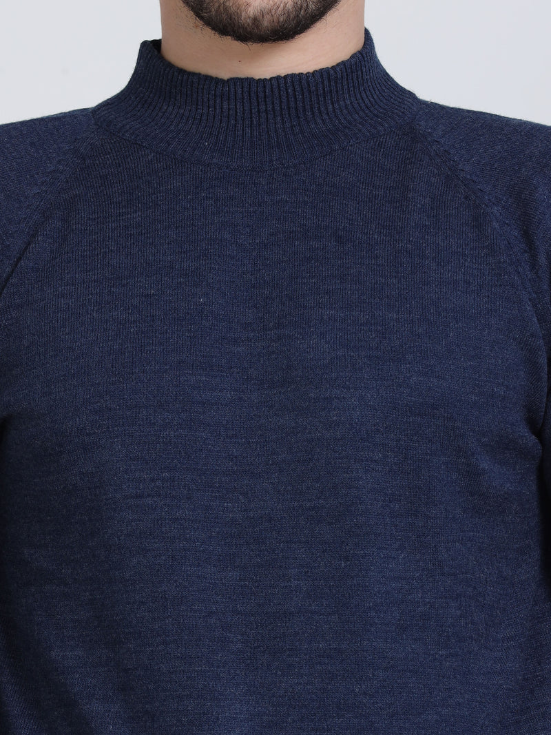 Shop Men's Blue High Neck Full Sleeves Sweater Online.