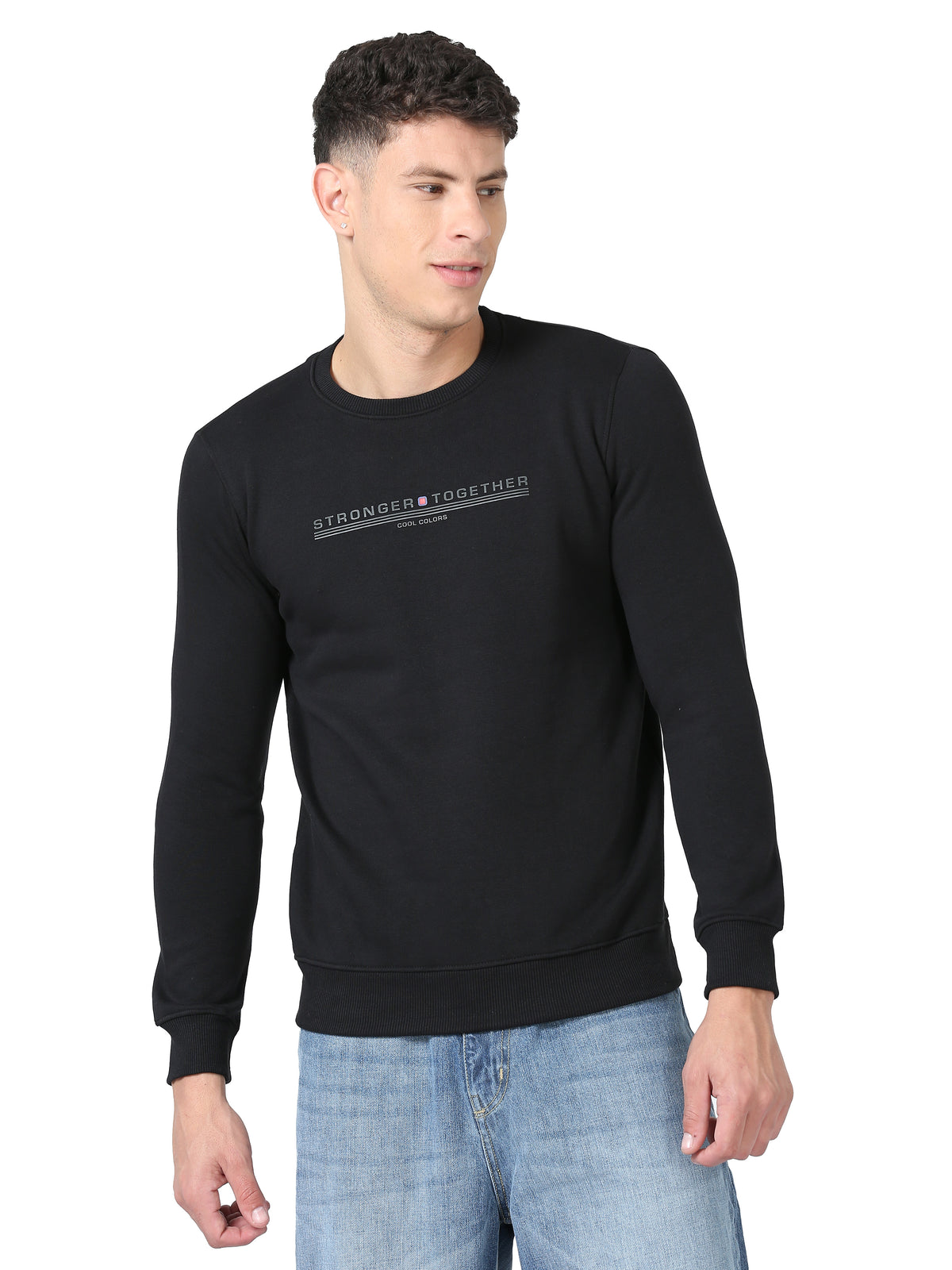 Shop Men's Black Printed Full Sleeves Regular Fit Casual Sweatshirt Online.