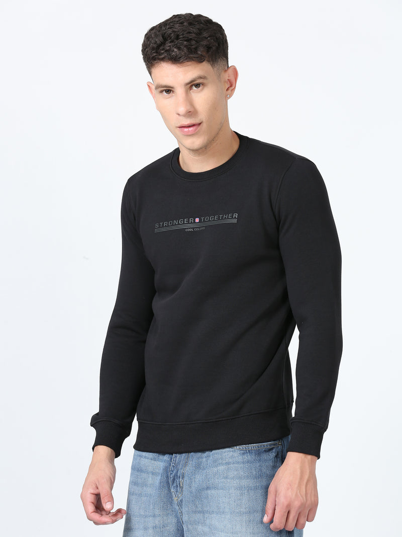 Shop Men's Black Printed Full Sleeves Regular Fit Casual Sweatshirt Online.