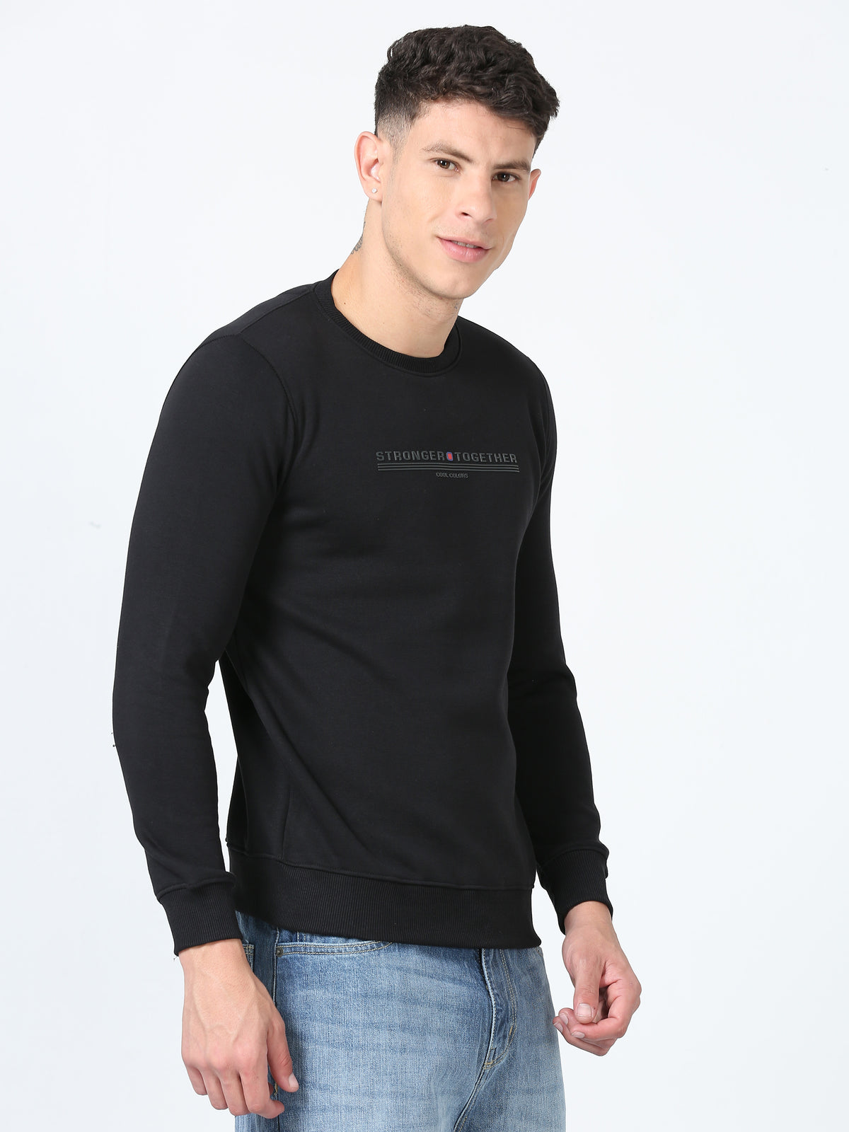 Shop Men's Black Printed Full Sleeves Regular Fit Casual Sweatshirt Online.