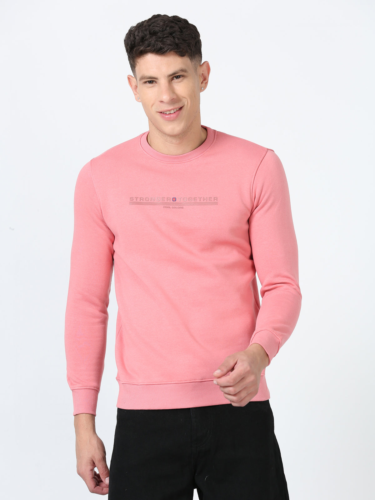 Shop Men's Pink Printed Full Sleeves Regular Fit Casual Sweatshirt Online.