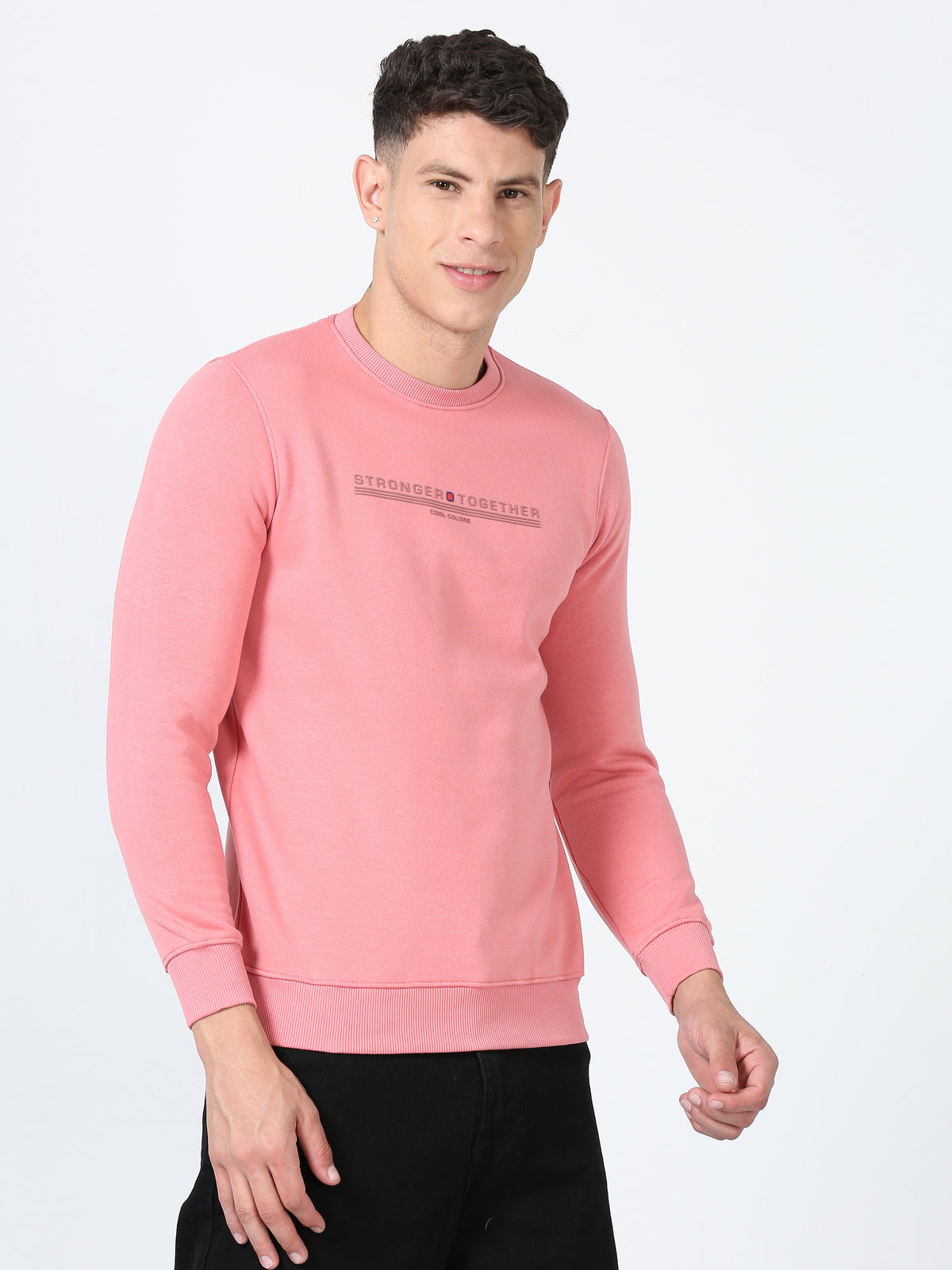 Shop Men's Pink Printed Full Sleeves Regular Fit Casual Sweatshirt Online.