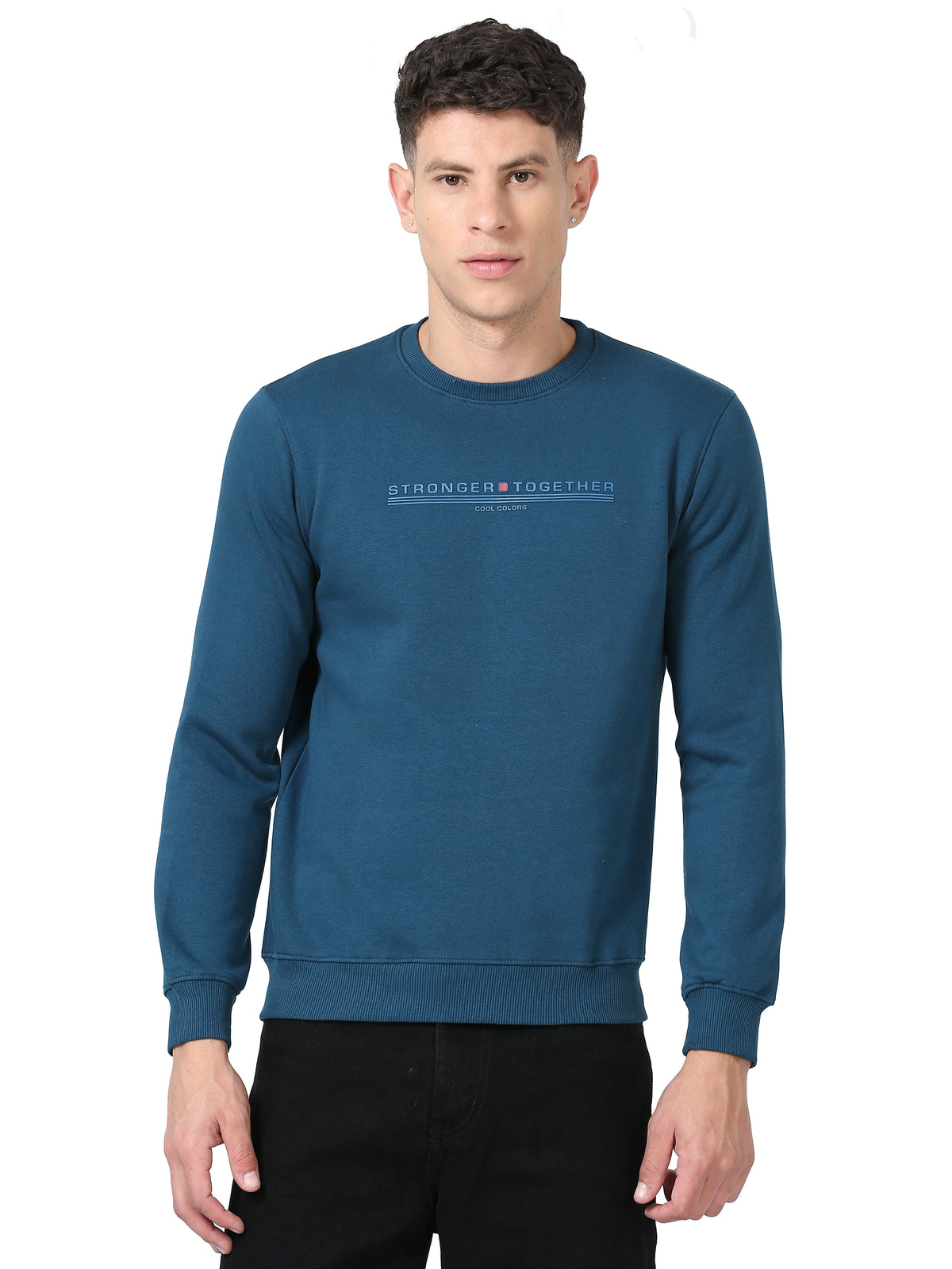 Shop Men's Blue Printed Full Sleeves Regular Fit Casual Sweatshirt Online.