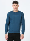 Men's Blue Regular Fit Printed Hoodie Full Sleeves Casual Sweatshirt