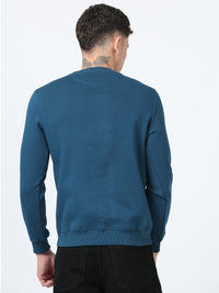Men's Blue Regular Fit Printed Hoodie Full Sleeves Casual Sweatshirt