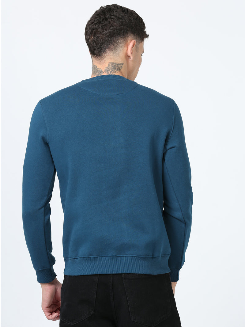 Shop Men's Blue Printed Full Sleeves Regular Fit Casual Sweatshirt Online.