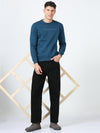 Men's Blue Regular Fit Printed Hoodie Full Sleeves Casual Sweatshirt