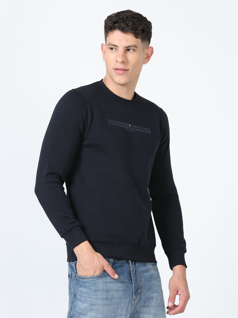 Shop Men's Navy Printed Full Sleeves Regular Fit Casual Sweatshirt Online.