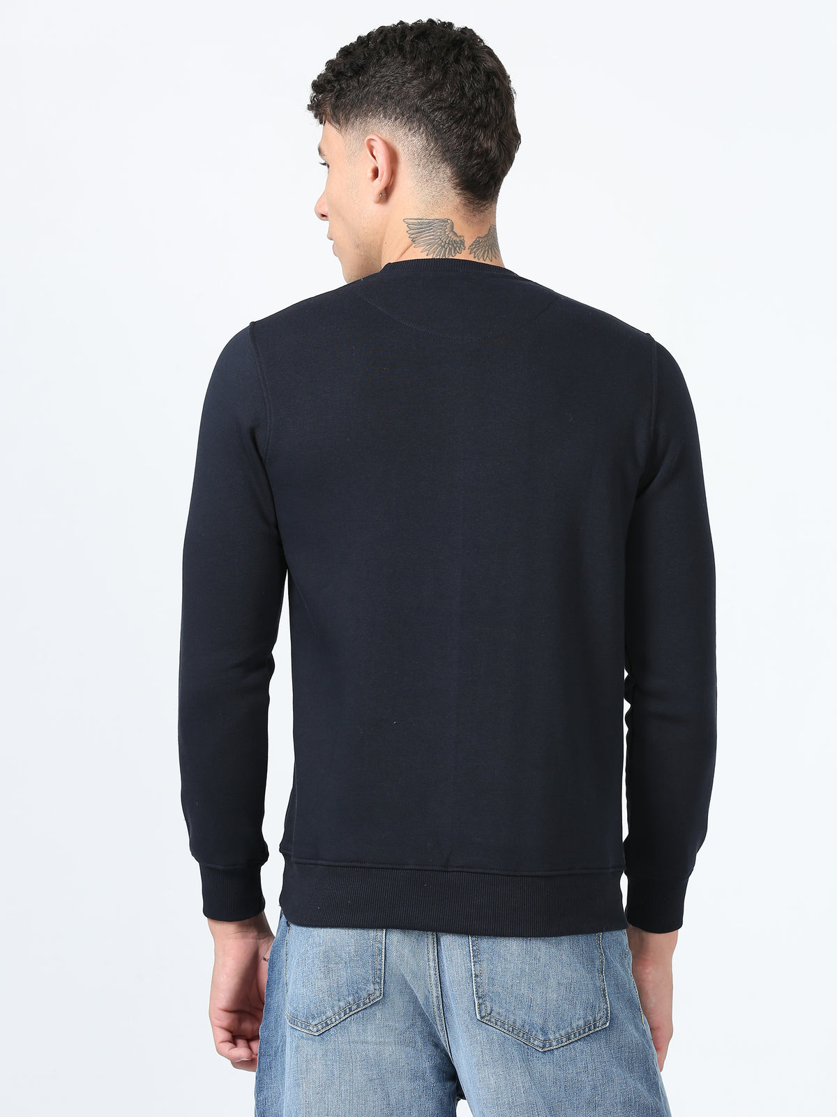 Shop Men's Navy Printed Full Sleeves Regular Fit Casual Sweatshirt Online.