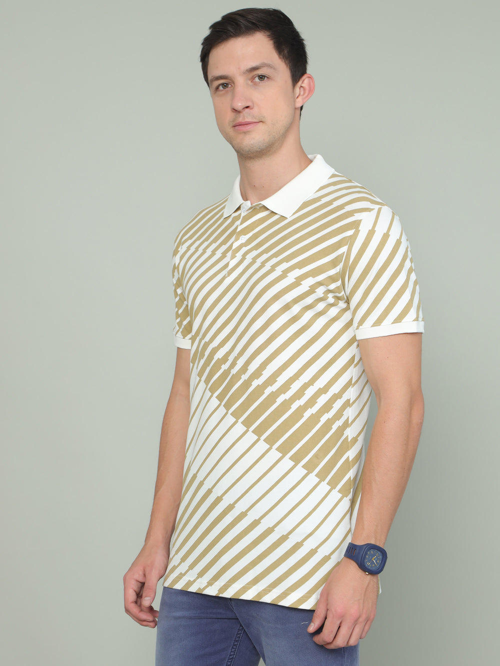 White And Beige Polo T-shirt