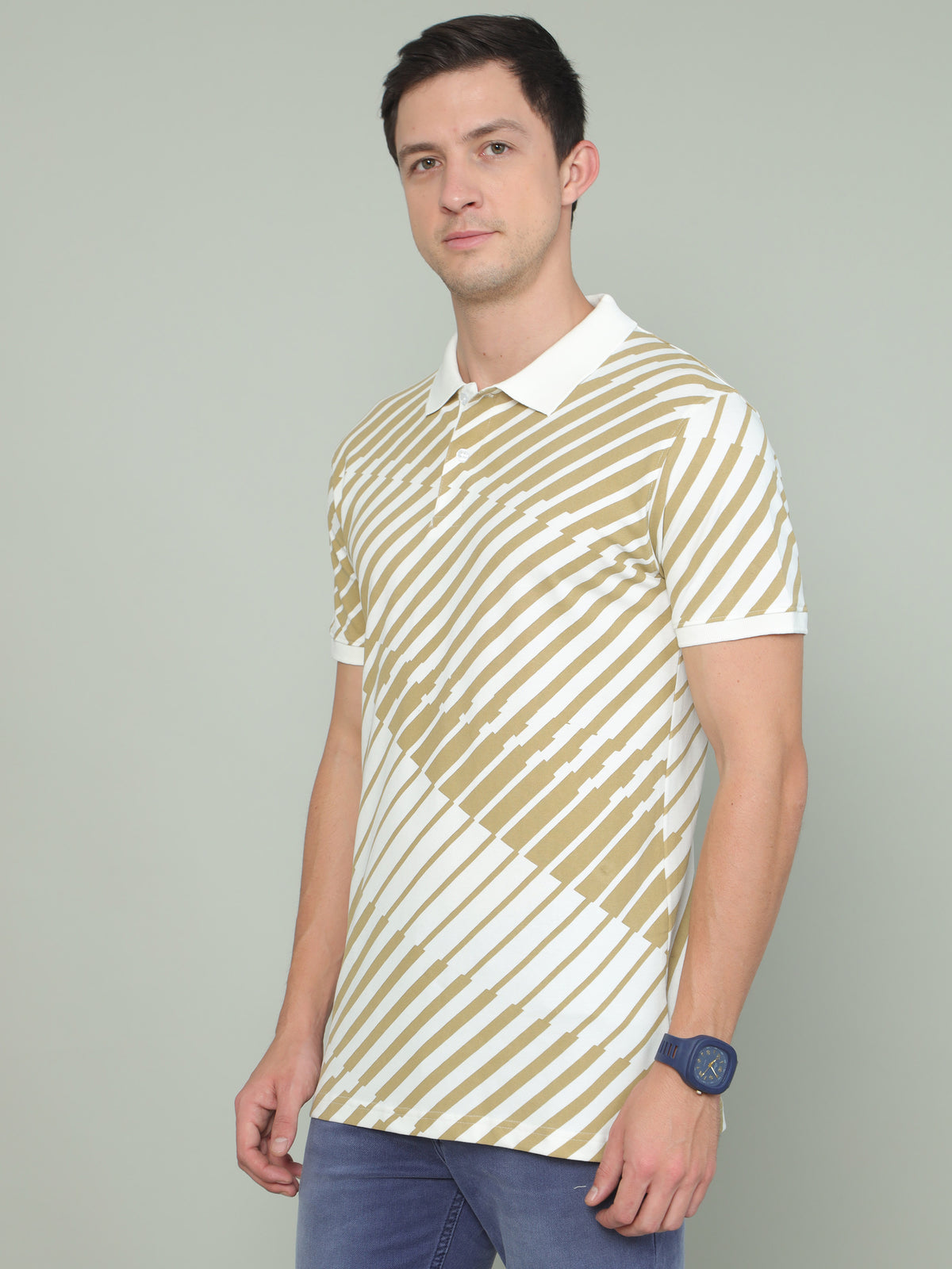 Shop White And Beige Polo T-shirt Online.