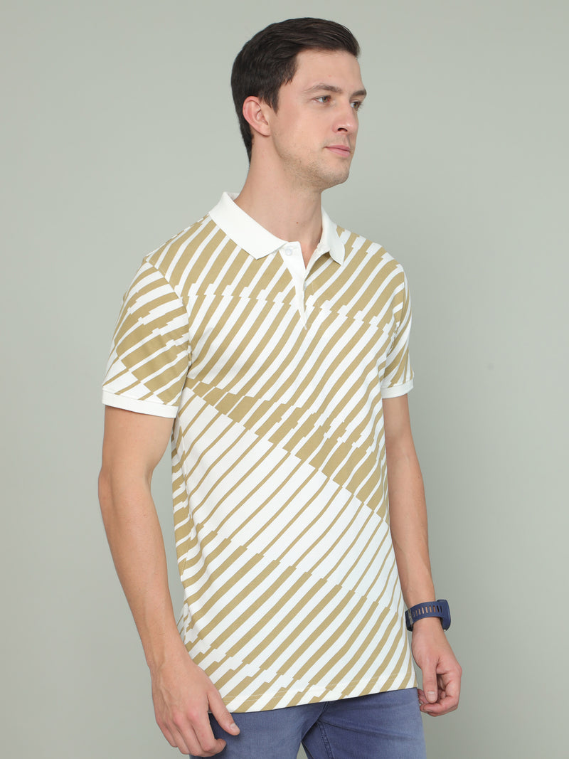 Shop White And Beige Polo T-shirt Online.