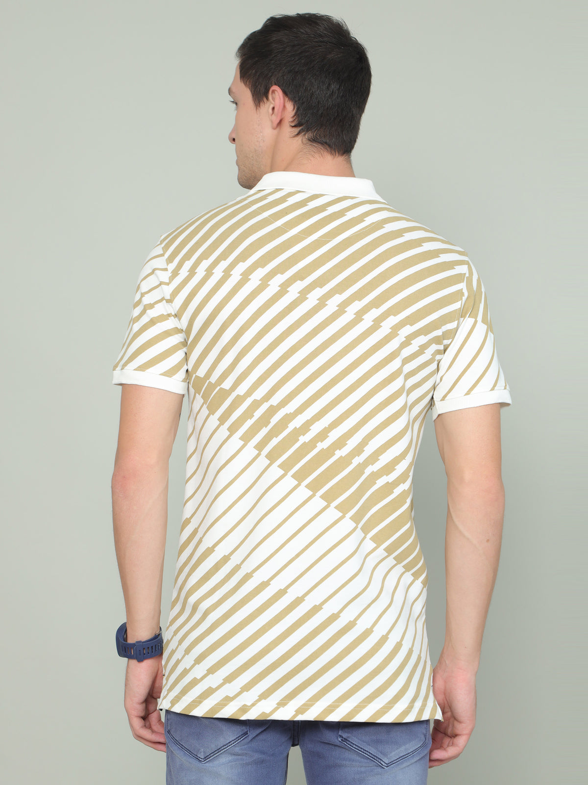 Shop White And Beige Polo T-shirt Online.