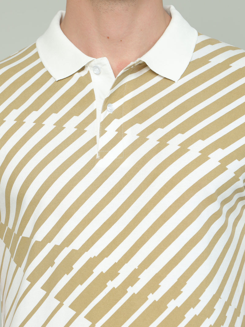 Shop White And Beige Polo T-shirt Online.