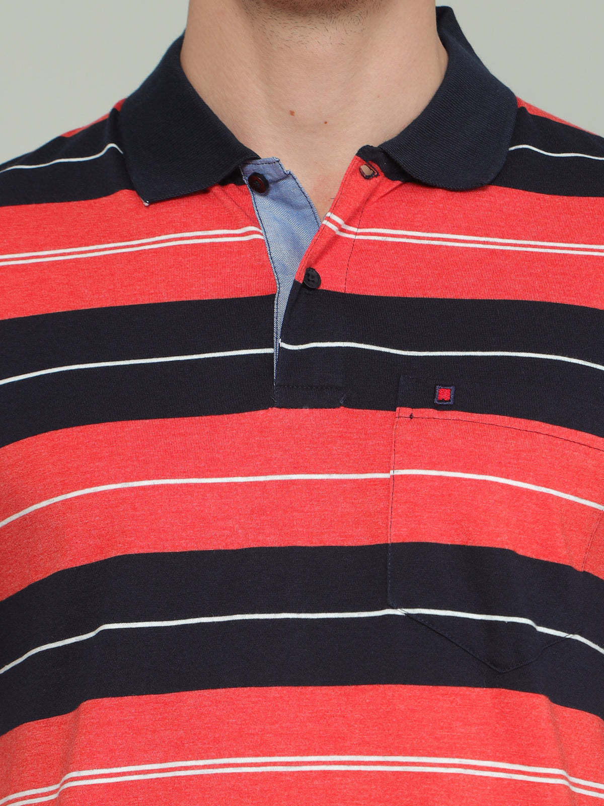 Shop Men's Black Orange Colors Stripes Half Sleeves Polo Neck T-Shirts Online.