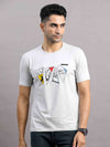 Men's Grey Regular Fit Half Sleeve Printed Crew Neck T-Shirt