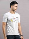 Men's Grey Regular Fit Half Sleeve Printed Crew Neck T-Shirt