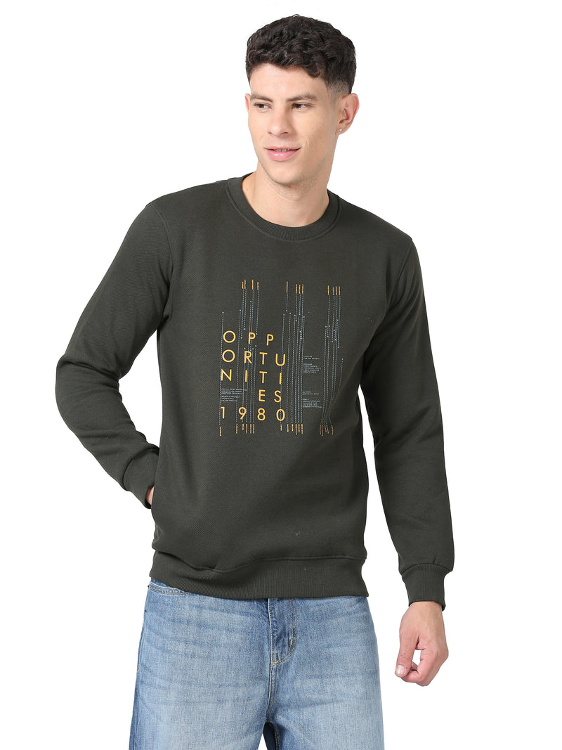 Shop Men's Green Printed Full Sleeves Regular Fit Casual Sweatshirt Online.