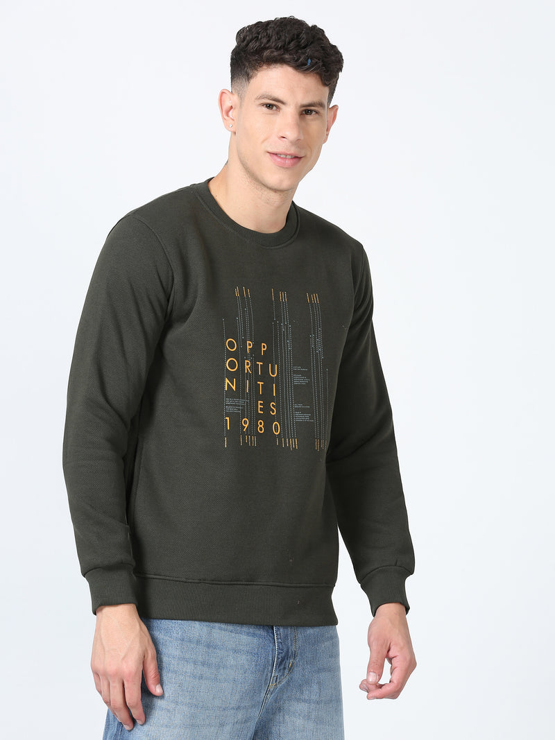 Shop Men's Green Printed Full Sleeves Regular Fit Casual Sweatshirt Online.