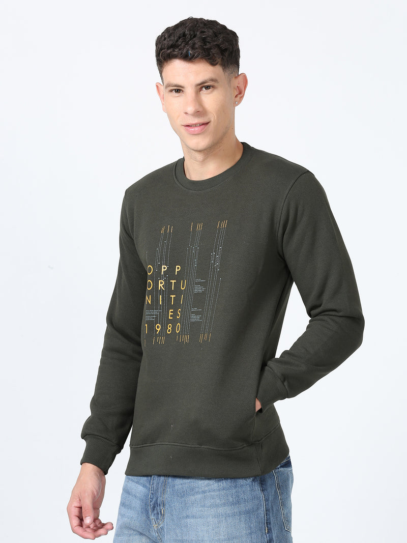 Shop Men's Green Printed Full Sleeves Regular Fit Casual Sweatshirt Online.