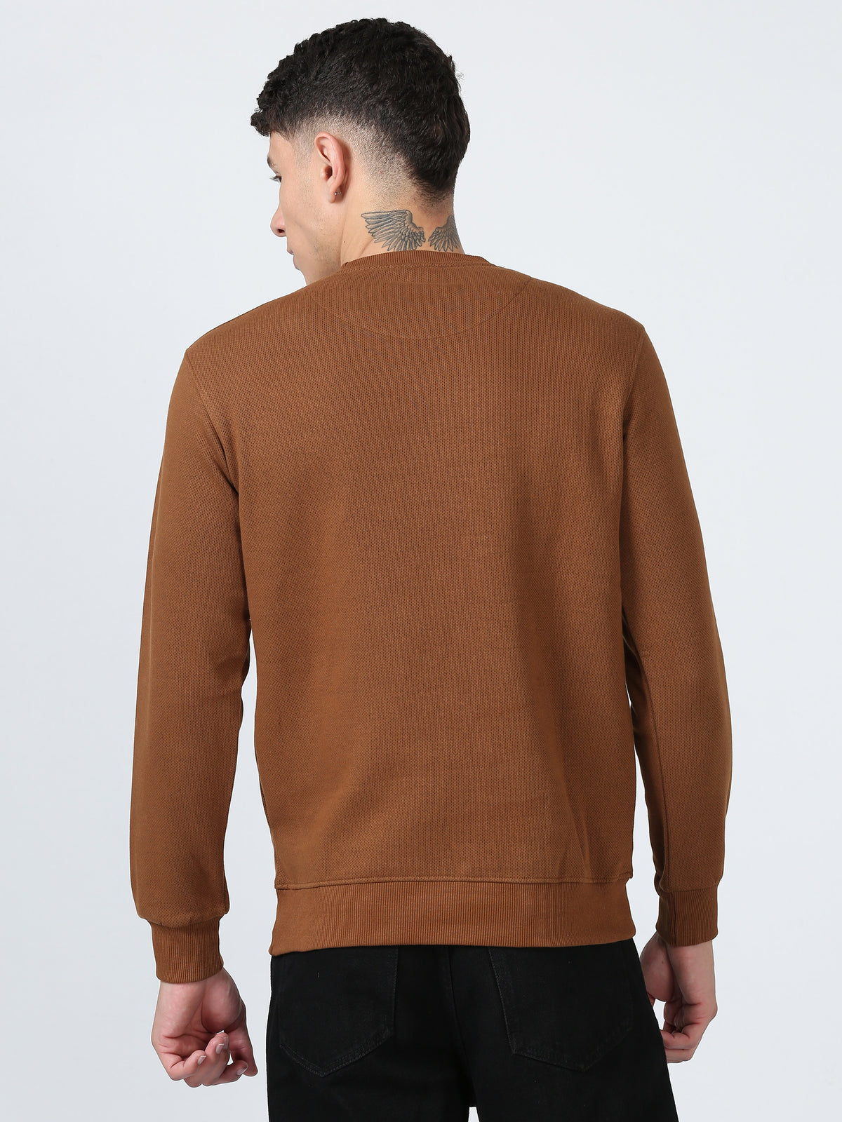 Shop Men's Khaki Printed Full Sleeves Regular Fit Casual Sweatshirt Online.