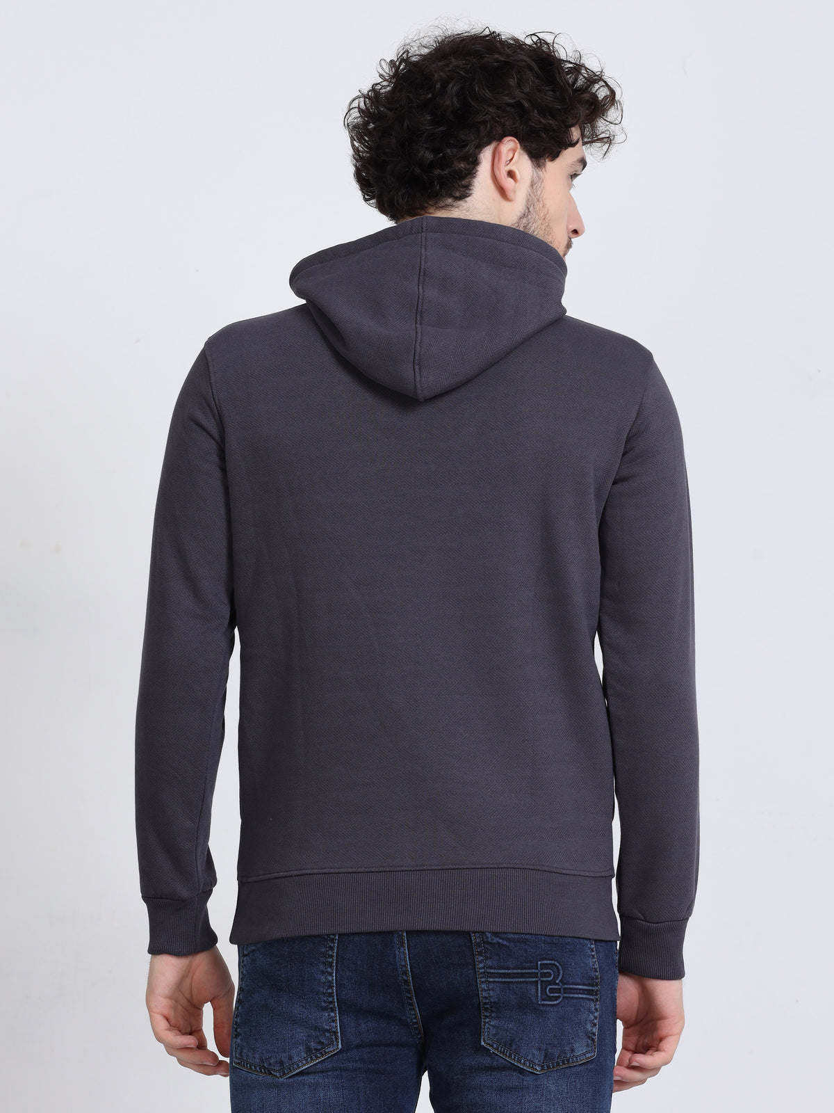 Shop Men's Grey Hooded Neck Full Sleeves Casual Sweatshirt Online.