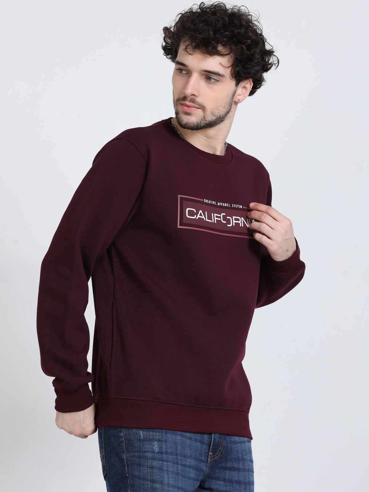 Shop Men's Seal Brown Fleece Full Sleeves Sweatshirt Online.