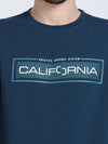 Men's Blue Regular Fit Printed Full Sleeves Crew Neck Sweatshirt
