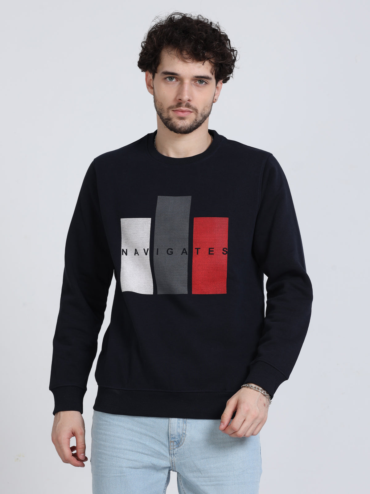 Shop Men's Black Crew Neck Full Sleeves Casual Sweatshirt Online.