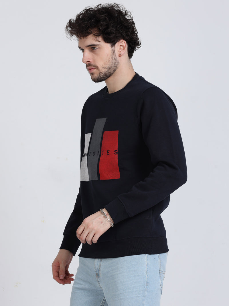 Shop Men's Black Crew Neck Full Sleeves Casual Sweatshirt Online.