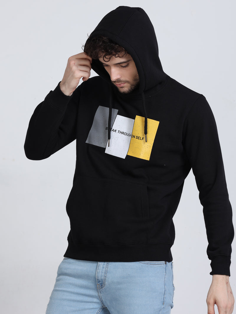 Shop Men's Smoky Black Cotton Hoodie Sweatshirt Online.